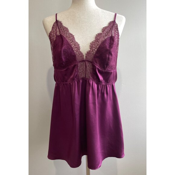 Victoria's Secret Tops - Victorias Secret Baby Doll Camisole Lingerie Top Womens XL Wine Lace Coquette
